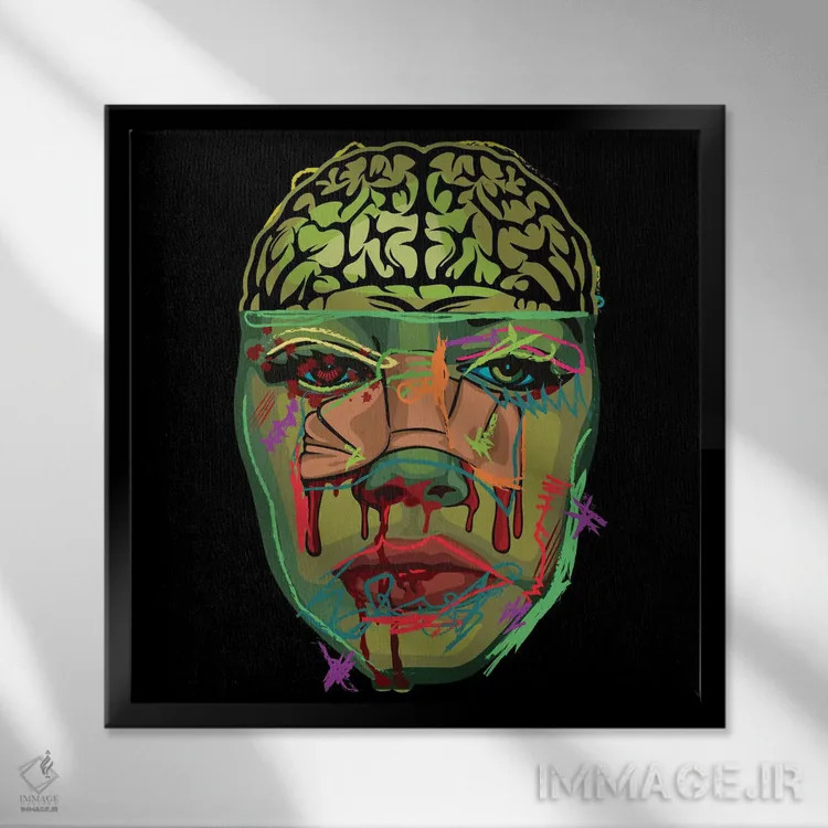 تابلو دختر طراح خونی اثر دای کریس آرت (هنرمند) - نمای قابدار مشکی