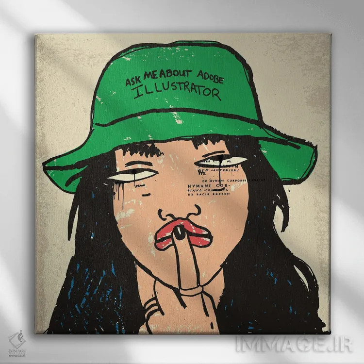 تابلو از من درباره ادوبی ایلاستریتور بپرسید اثر دای کریس آرت (هنرمند) - نمای روبهرو روی دیوار
