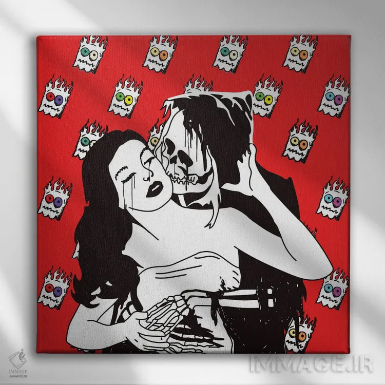 تابلو عشق درد دارد (نسخه ارواح) اثر دای کریس آرت (هنرمند) - نمای روبهرو روی دیوار