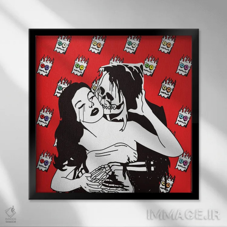 تابلو عشق درد دارد (نسخه ارواح) اثر دای کریس آرت (هنرمند) - نمای قابدار مشکی