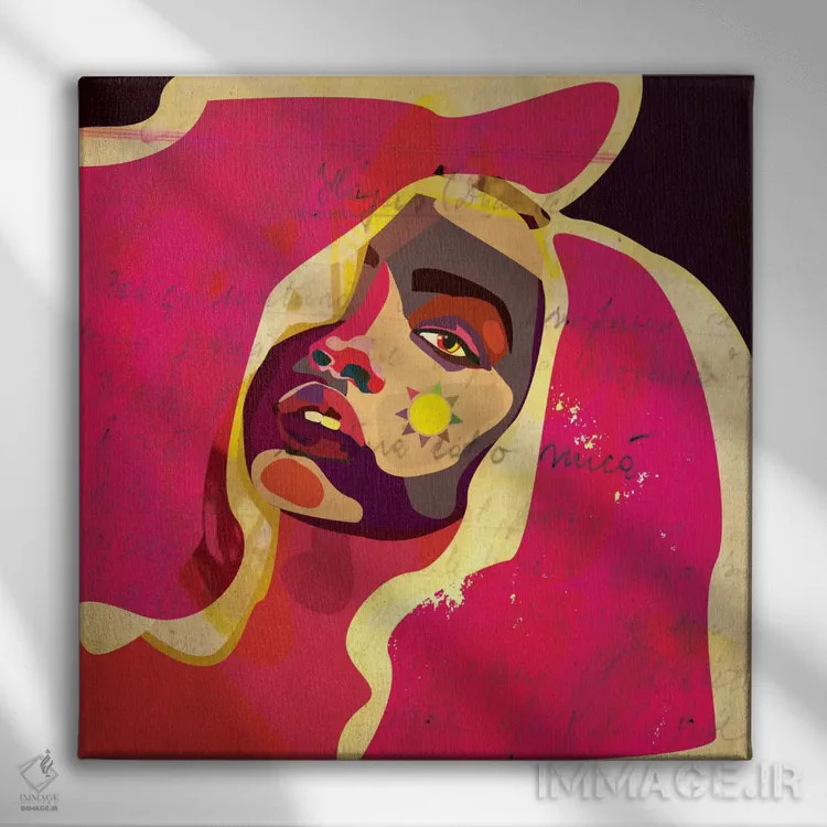 تابلو دختر با رنگهای بازیگوش اثر دای کریس آرت (هنرمند) - نمای روبهرو روی دیوار