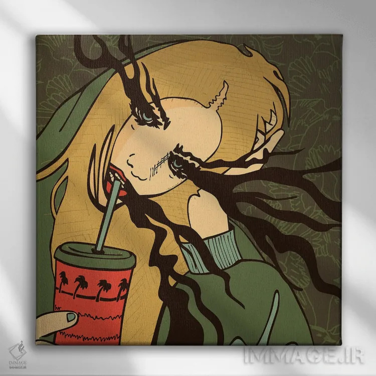 تابلو دختر بیعنوان ۲۰۲۲ اثر دای کریس آرت (هنرمند) - نمای روبهرو روی دیوار