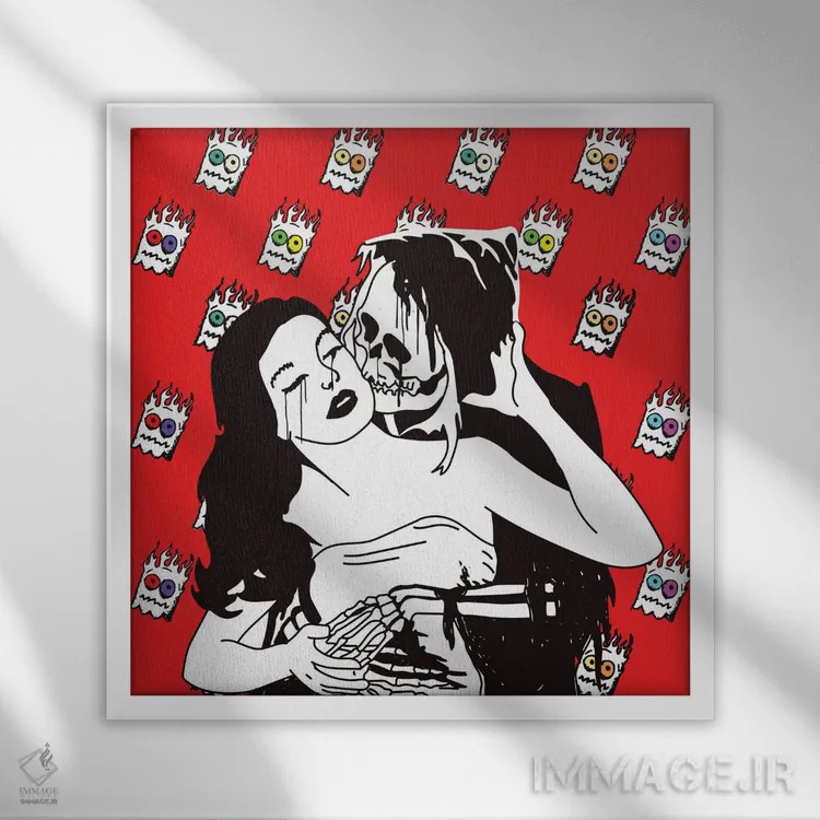 تابلو عشق درد دارد (نسخه ارواح) اثر دای کریس آرت (هنرمند) - نمای قابدار سفید