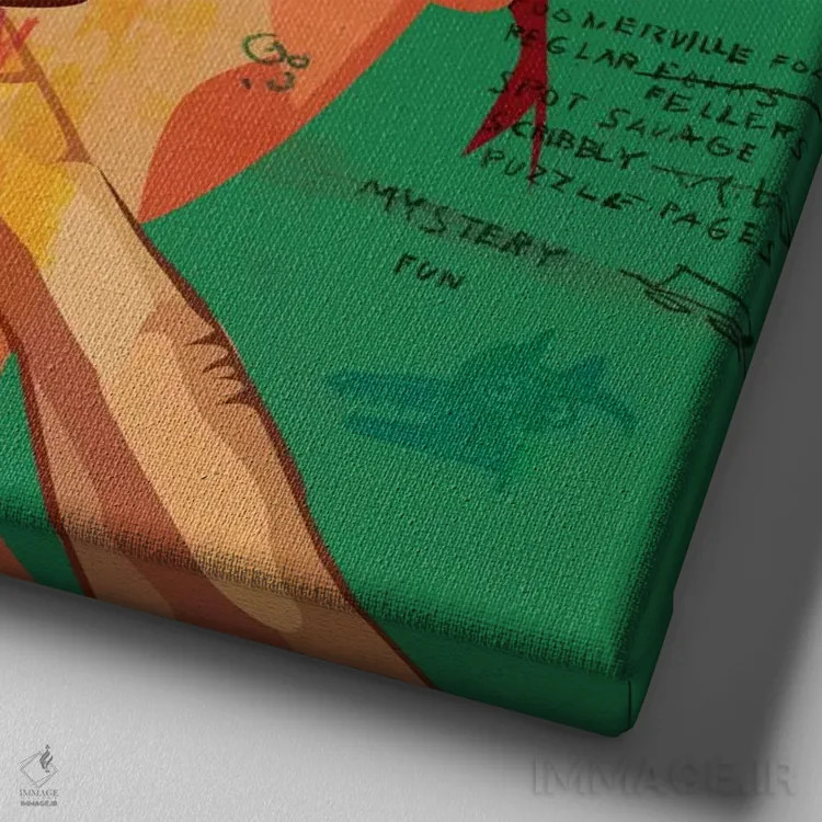 تابلو دختر بازیگوش اثر دای کریس آرت (هنرمند) - نمای نزدیک بافت بوم