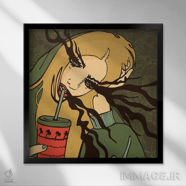 تابلو دختر بیعنوان ۲۰۲۲ اثر دای کریس آرت (هنرمند) - نمای قابدار مشکی