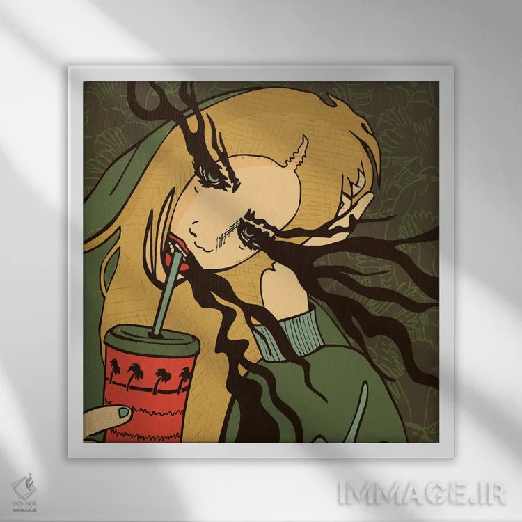 تابلو دختر بیعنوان ۲۰۲۲ اثر دای کریس آرت (هنرمند) - نمای قابدار سفید