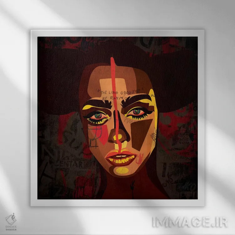 تابلو دختر قبیلهای اثر دای کریس آرت (هنرمند) - نمای قابدار سفید