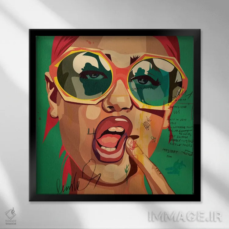 تابلو دختر بازیگوش اثر دای کریس آرت (هنرمند) - نمای قابدار مشکی