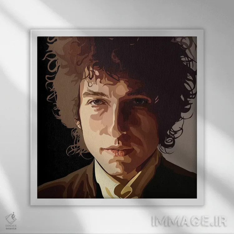 تابلو باب دیلن اثر دای کریس آرت (هنرمند) - نمای قابدار سفید