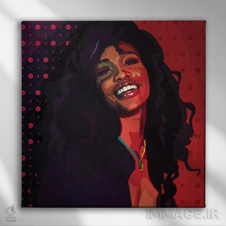 تابلو اسزیاِی (خواننده آمریکایی) اثر دای کریس آرت (هنرمند) - نمای روبهرو روی دیوار