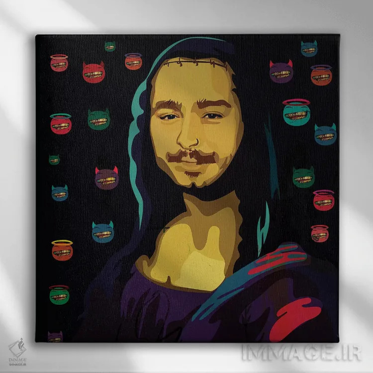 تابلو مالونالیزا (ترکیب نام/اثر هنری) اثر دای کریس آرت (هنرمند) - نمای روبهرو روی دیوار