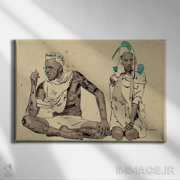 تابلو تصویرگری دای انتوورد (گروه موسیقی) اثر دای کریس آرت (هنرمند) - نمای روبهرو روی دیوار