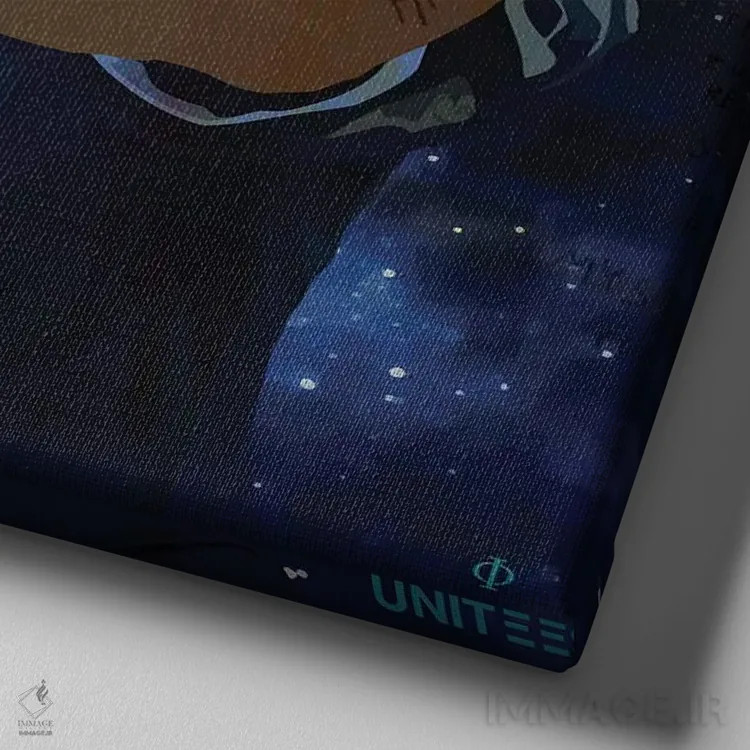 تابلو نیل دگراس تایسون (دانشمند) اثر دای کریس آرت (هنرمند) - نمای نزدیک بافت بوم