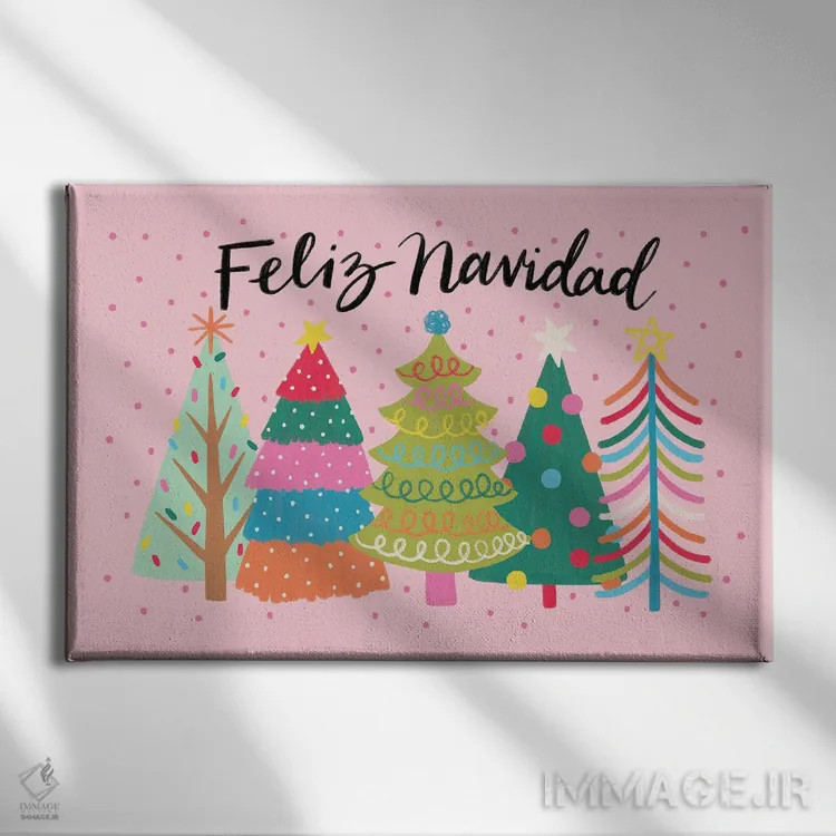 تابلو کریسمس مبارک (اسپانیایی) اثر دبورا کوریل - نمای روبهرو روی دیوار