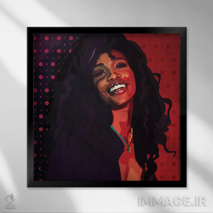 تابلو اسزیاِی (خواننده آمریکایی) اثر دای کریس آرت (هنرمند) - نمای قابدار مشکی