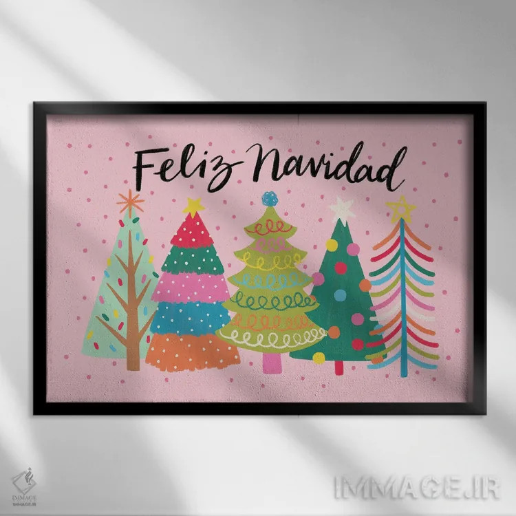 تابلو کریسمس مبارک (اسپانیایی) اثر دبورا کوریل - نمای قابدار مشکی