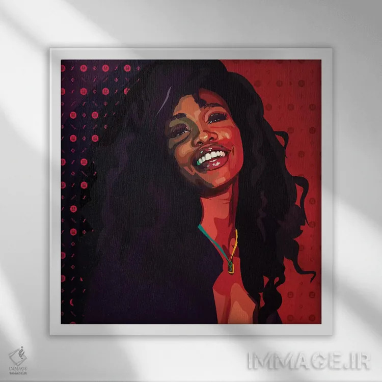 تابلو اسزیاِی (خواننده آمریکایی) اثر دای کریس آرت (هنرمند) - نمای قابدار سفید