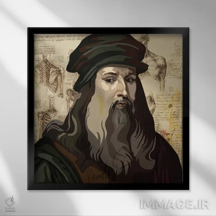 تابلو لئوناردو داوینچی اثر دای کریس آرت (هنرمند) - نمای قابدار مشکی