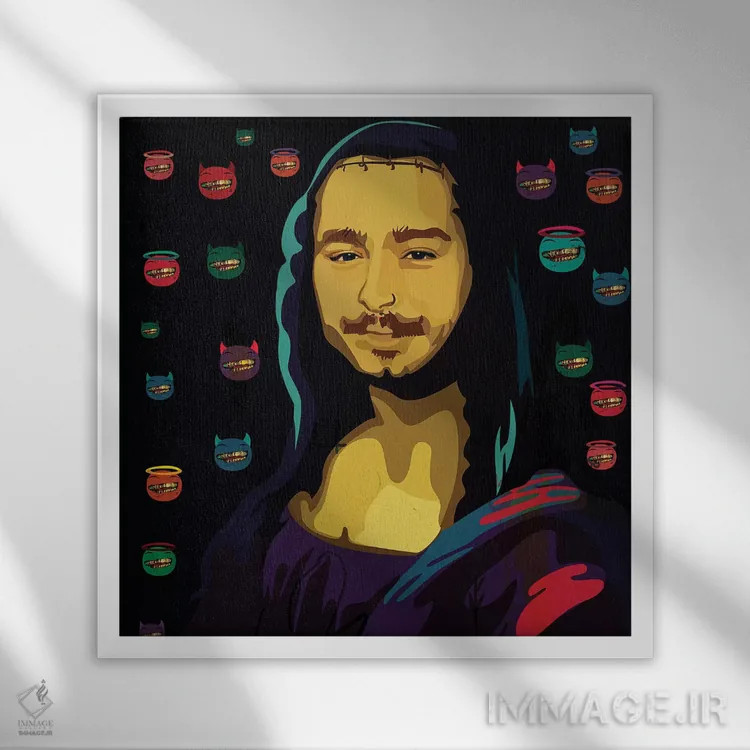 تابلو مالونالیزا (ترکیب نام/اثر هنری) اثر دای کریس آرت (هنرمند) - نمای قابدار سفید