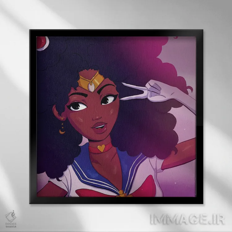 تابلو خانم ماه اثر دیوید کلمن جونیور - نمای قابدار مشکی