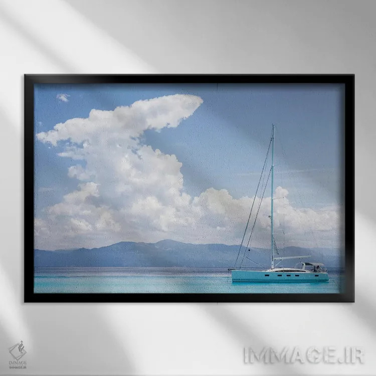 تابلو کورفو نقرهای ۱۸ اثر دیوید کلاپ - نمای قابدار مشکی