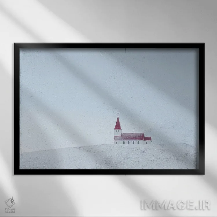 تابلو کلیسای ویک ایسلند ۱۴ اثر دیوید کلاپ - نمای قابدار مشکی