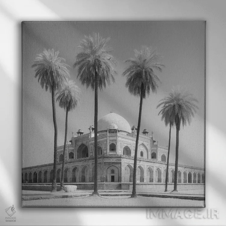 تابلو مقبره همایون دهلی هند ۱ اثر دیوید کلاپ - نمای روبهرو روی دیوار