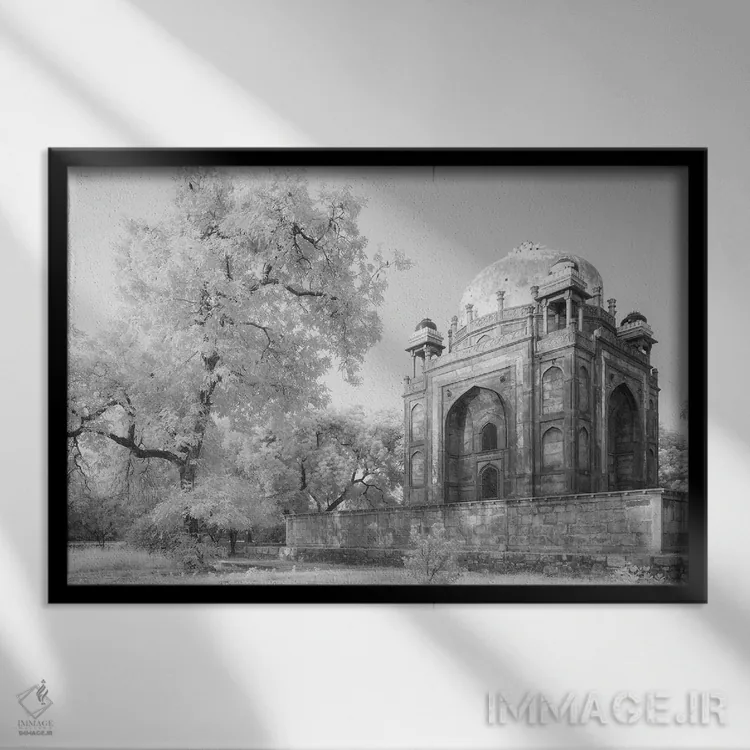 تابلو مقبره همایون دهلی هند ۱۸ اثر دیوید کلاپ - نمای قابدار مشکی
