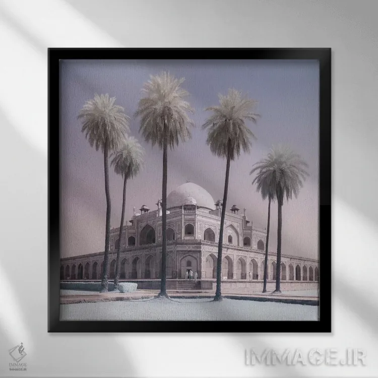تابلو مقبره همایون دهلی هند ۲ اثر دیوید کلاپ - نمای قابدار مشکی