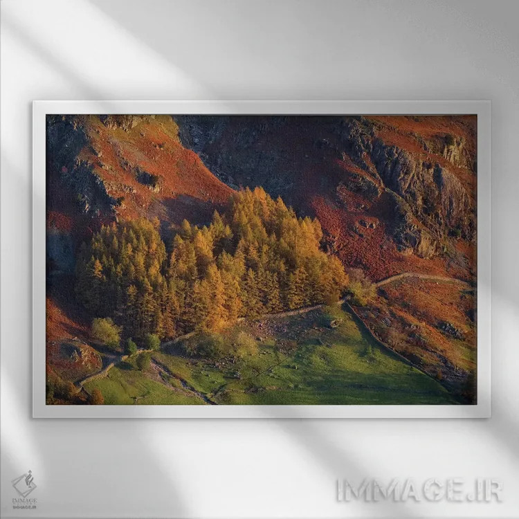 تابلو دریاچههای لانگدیل ۱ اثر دیوید کلاپ - نمای قابدار سفید