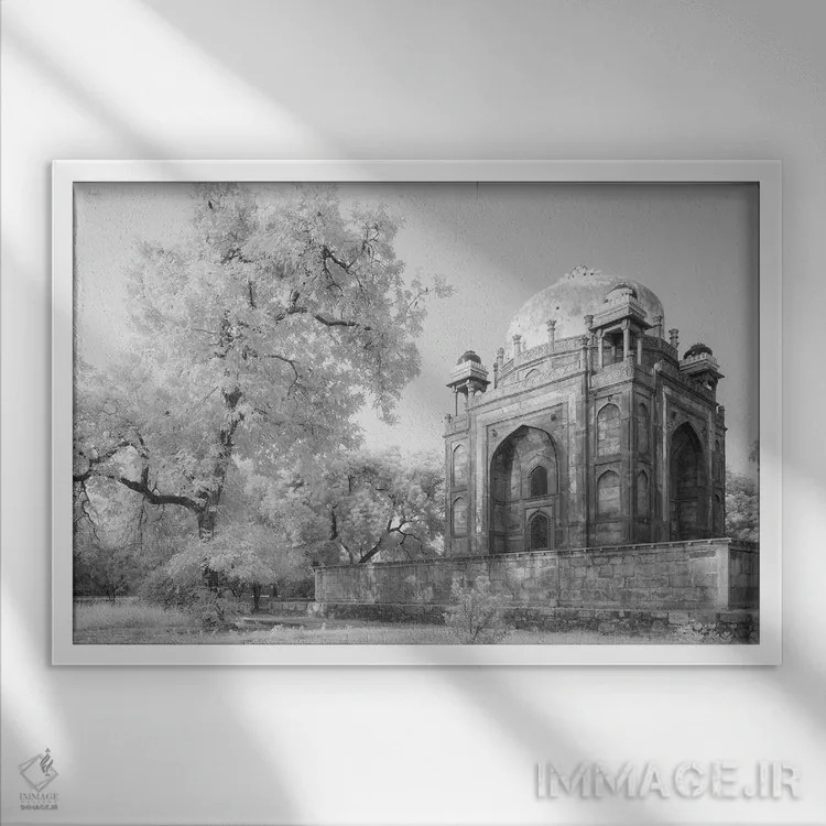 تابلو مقبره همایون دهلی هند ۱۸ اثر دیوید کلاپ - نمای قابدار سفید