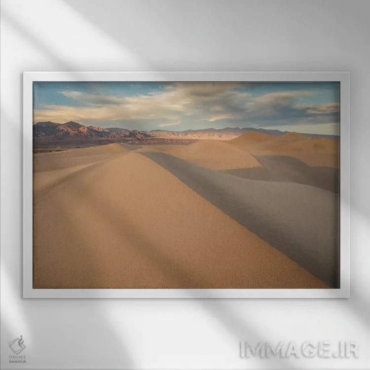 تابلو تپههای شنی مسکیت ۱ اثر دیوید کلاپ - نمای قابدار سفید
