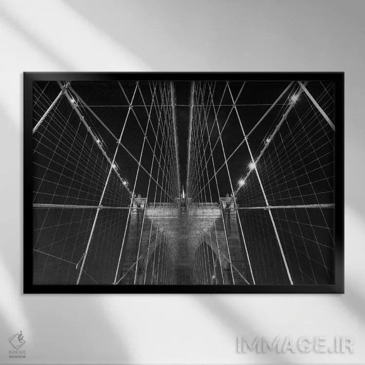 تابلو پل بروکلین نیویورک ۱۲ اثر دیوید کلاپ - نمای قابدار مشکی