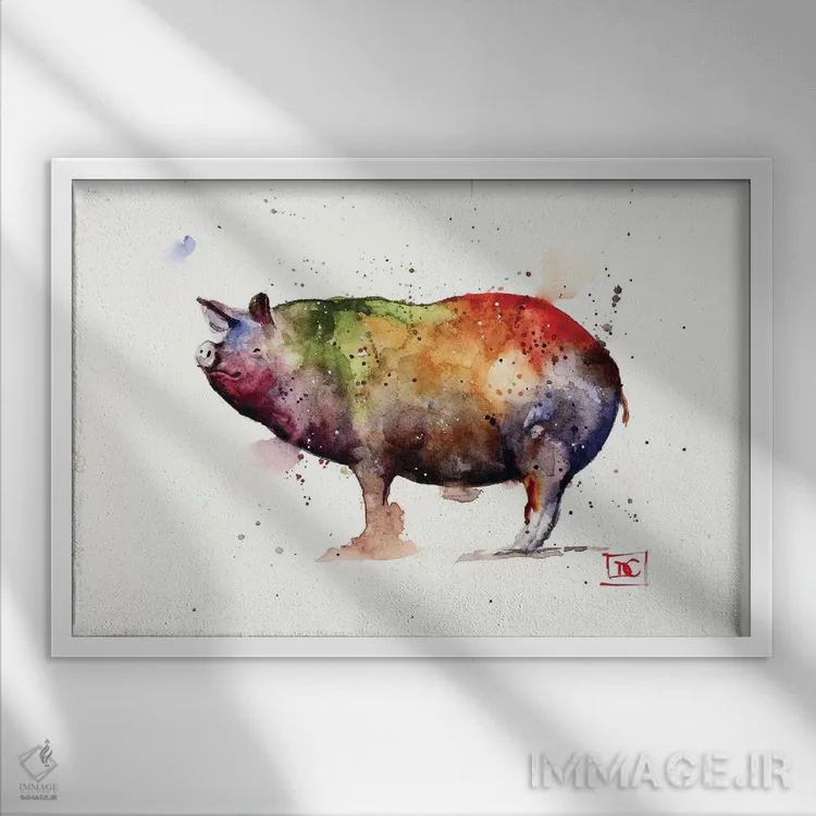 تابلو خوک اثر باور کراوزر - نمای قابدار سفید