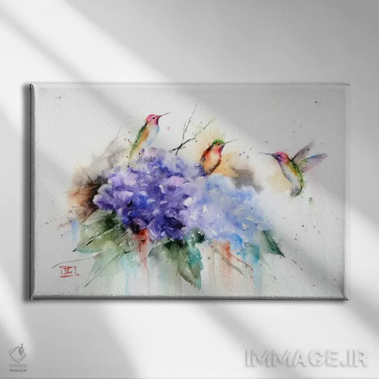 تابلو سه مرغ مگسخوار اثر باور کراوزر - نمای روبهرو روی دیوار