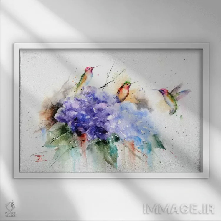 تابلو سه مرغ مگسخوار اثر باور کراوزر - نمای قابدار سفید