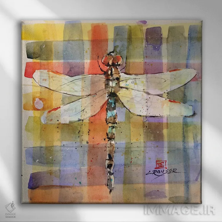 تابلو سنجاقک چهارخانه اثر باور کراوزر - نمای روبهرو روی دیوار