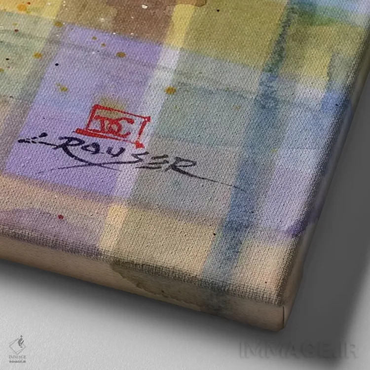 تابلو سنجاقک چهارخانه اثر باور کراوزر - نمای نزدیک بافت بوم