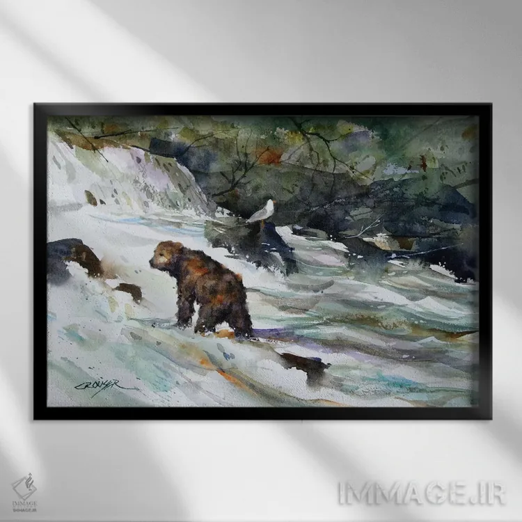 تابلو پادشاه تندآبها اثر باور کراوزر - نمای قابدار مشکی