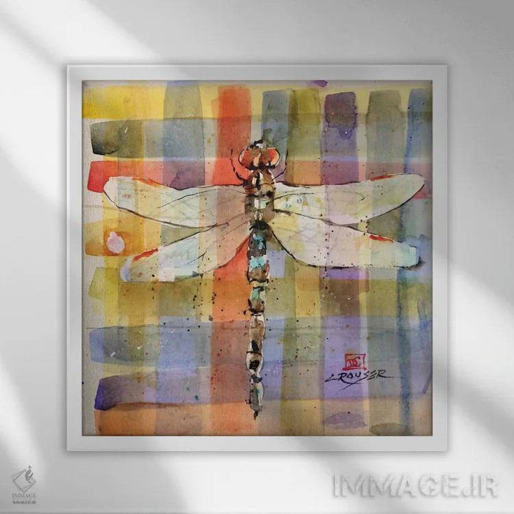 تابلو سنجاقک چهارخانه اثر باور کراوزر - نمای قابدار سفید