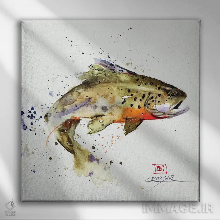 تابلو پرش مناسب ماهی قزلآلا اثر باور کراوزر - نمای روبهرو روی دیوار