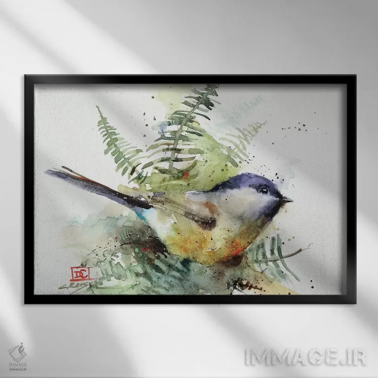 تابلو چیکدی و سرخسها اثر باور کراوزر - نمای قابدار مشکی