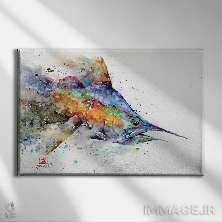 تابلو مارلین (نوعی ماهی) اثر باور کراوزر - نمای روبهرو روی دیوار