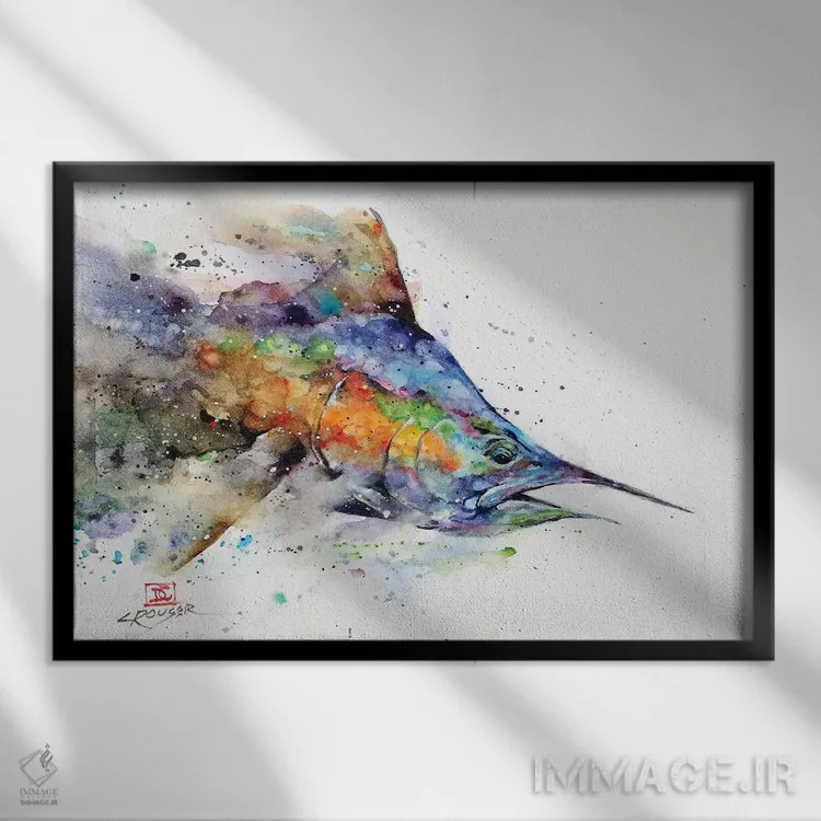 تابلو مارلین (نوعی ماهی) اثر باور کراوزر - نمای قابدار مشکی