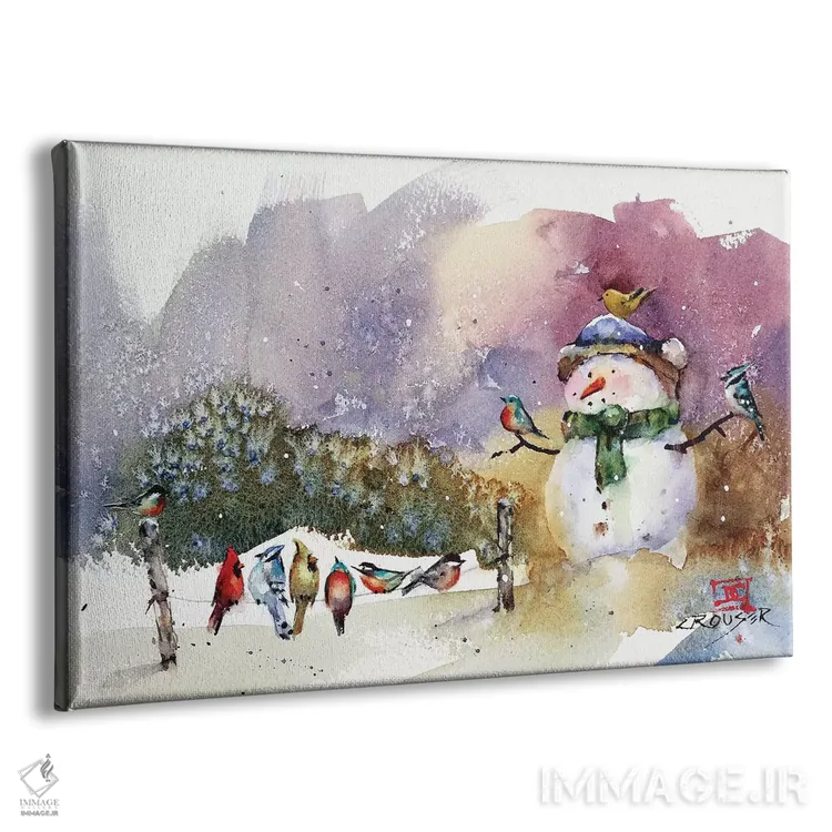 تابلو آدمبرفی و پرندگان آوازخوان اثر باور کراوزر - نمای پرسپکتیو محصول