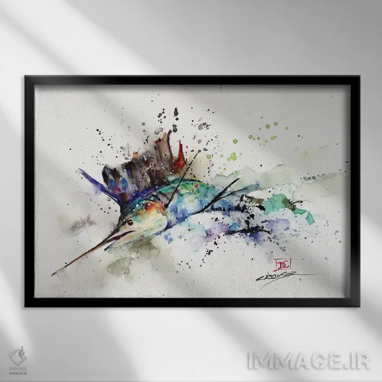 تابلو ماهی بادباندار اثر باور کراوزر - نمای قابدار مشکی