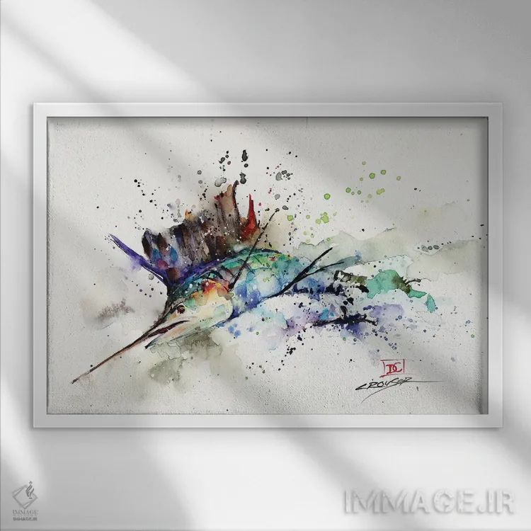 تابلو ماهی بادباندار اثر باور کراوزر - نمای قابدار سفید