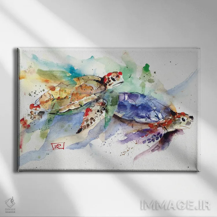 تابلو لاکپشتهای دریایی اثر باور کراوزر - نمای روبهرو روی دیوار