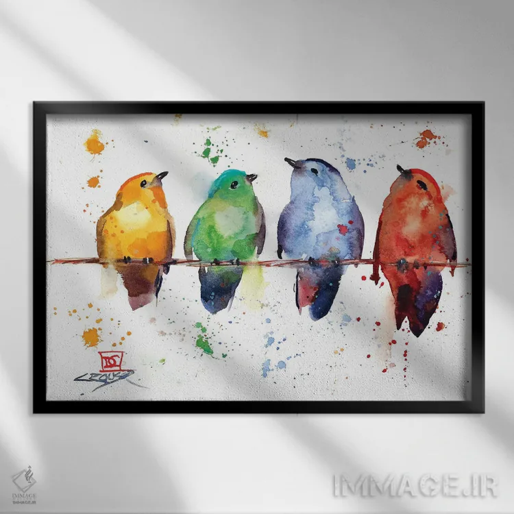 تابلو پرندگان اصلی اثر باور کراوزر - نمای قابدار مشکی