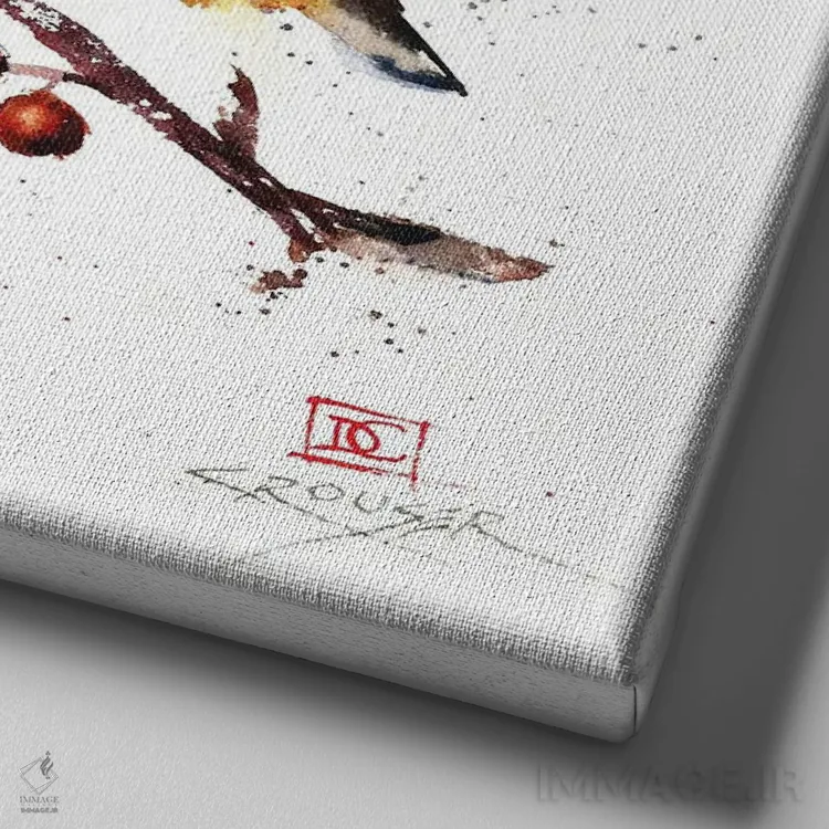 تابلو پرنده ناتهچ و هولی (گونهٔ گیاهی) اثر باور کراوزر - نمای نزدیک بافت بوم